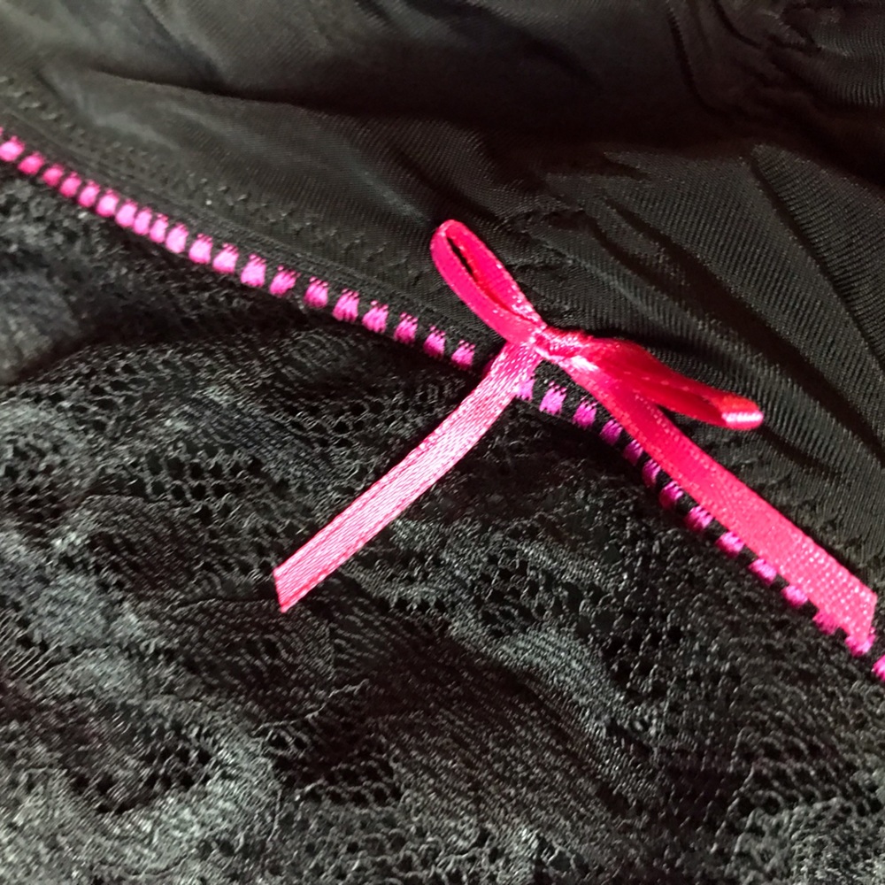 💗3/$15 Black pink lace lingerie push up chemise camisole bow detail sexy - Picture 11 of 11